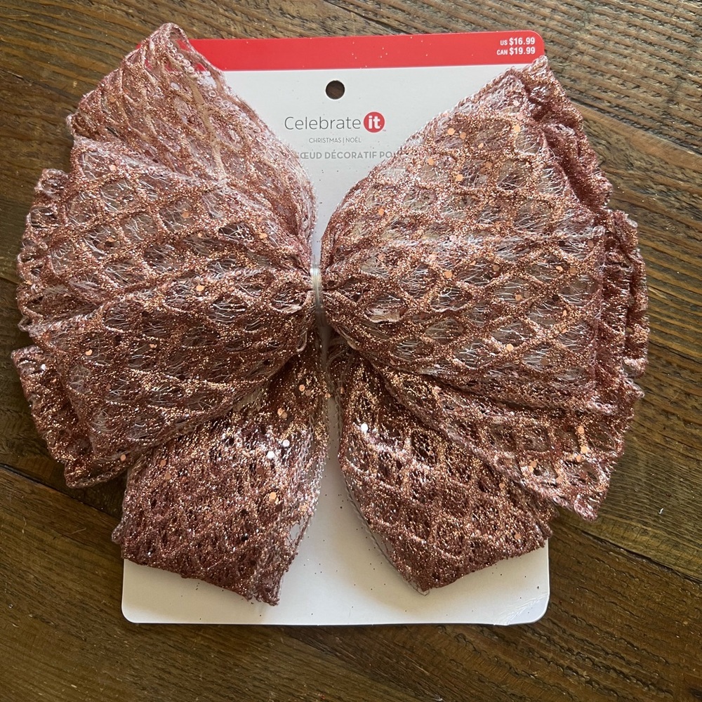 Celebrate It Pink Decorative Tree Topper Bow